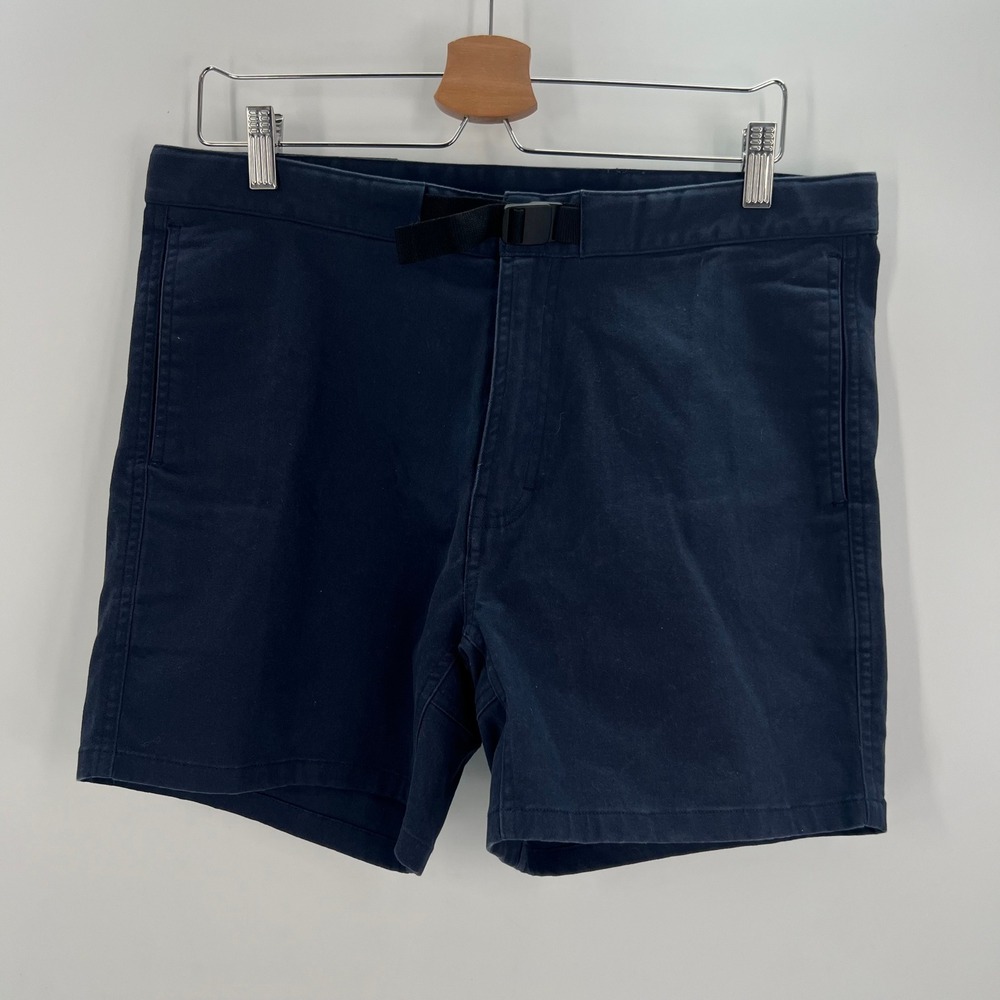 Bearded Goat Mens M Navy Blue Valley Belted Stretch Chino Hiking Shorts